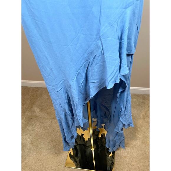Reformation Winola Ruffle High Slit Azure Blue Maxi Dress Size XL - Picture 6 of 9